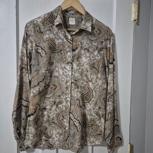 J. Crew The Perfect Shirt Paisley Print Button Up Top Sz S/M
